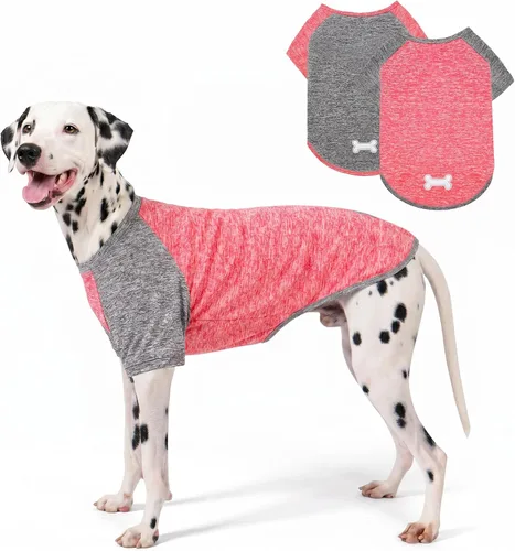 Vista 13 de KYEESE Paquete de 2 camisas para perro con mangas, camisetas ligeras de protección solar de secado rápido para perros pequeños con piel sensible