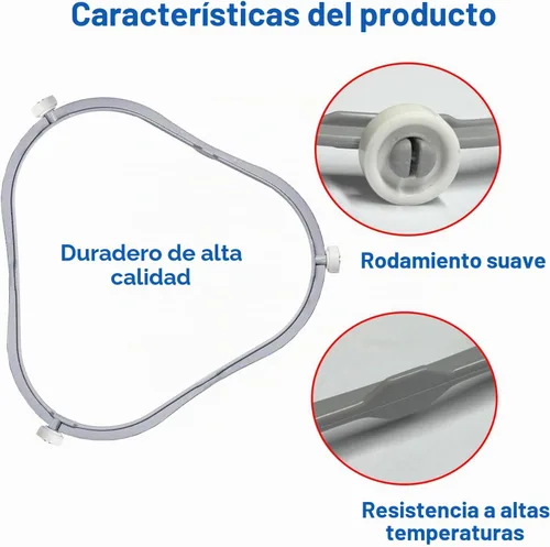 Vista 4 de 7.48 pulg. W11252182 Anillo de reemplazo de plato giratorio para microondas Whirlpool con rodillos 8206227 Soporte de charola de vidrio