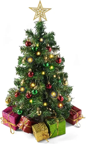 Vista 10 de PREXTEX - Mini árbol de Navidad de 23 pulg DIY con luces - Pequeños adornos de Navidad de mesa Árbol de Navidad de mesa con luces LED multicolor