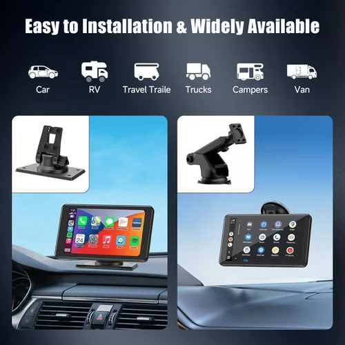 Vista 6 de Pantalla Carplay inalámbrica para coche de 7" HD portátil, estéreo de coche con pantalla táctil con Apple CarPlay y Android Auto con Mirror
