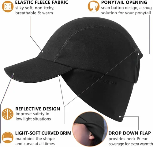 Vista 2 de GADIEMKENSD Sombrero de cola de caballo reflectante de invierno para mujer con calentador de orejas desplegable