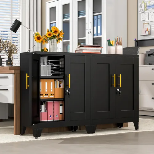 Vista 17 de Gabinete de almacenamiento de casillero de metal de 24.5"H con cerradura - Gabinete pequeño con cerradura para empleados, gabinete de casillero