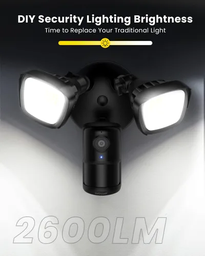 Vista 5 de Cámara de seguridad ieGeek con reflector al aire libre, cámaras de seguridad inteligentes para el hogar 2K cableadas, cámara de luz de inundación