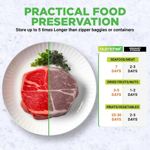 Vista 6 de NutriChef Sellador al vacío versión actualizada Sistema automático de sellado de aire al vacío para conservación de alimentos con kit de inicio
