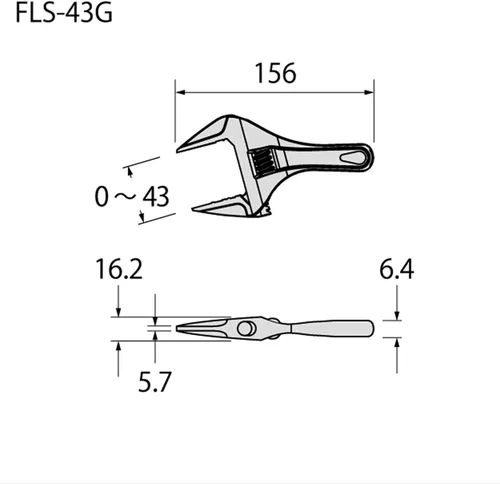 Vista 7 de FUJIYA Herramientas, FLS-43G-F, llave corta ajustable con empuñadura