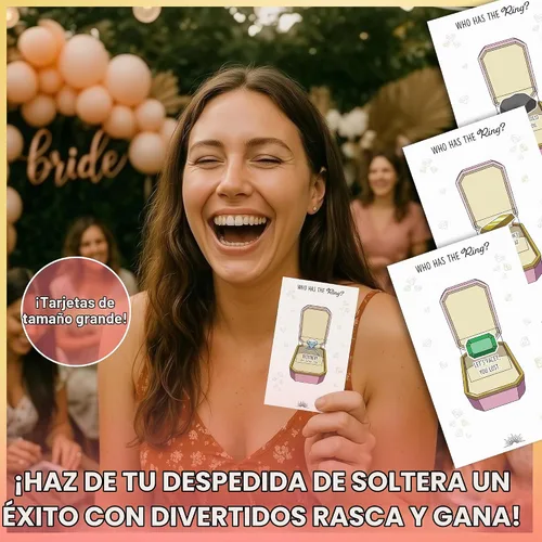 Vista 2 de Who Has The Ring - Juego de rascar para despedida de soltera - Divertidas frases perdidas en las tarjetas de boletos - Fácil de jugar - Divertida