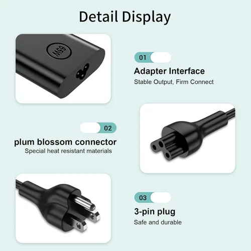 Vista 6 de Adaptador delgado de 65 W de repuesto para Dell Inspiron 15 Cargador portátil Inspiron 13 14 15 17 3000 5000 7000 Latitude Vostro XPS 13 la65ns2-01