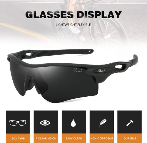 Vista 6 de Bevi Gafas de sol deportivas polarizadas para hombres y mujeres béisbol correr ciclismo golf tr90 marco duradero y ultraligero