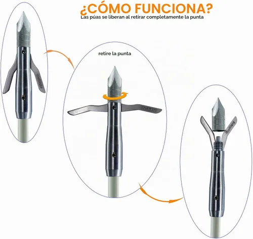 Vista 6 de maifield Cabeza de pesca con arco ejes de flecha de carbono/fibra de vidrio, 2 púas mecánicas de 2.5 pulgadas, área de sujeción de tiro con arco