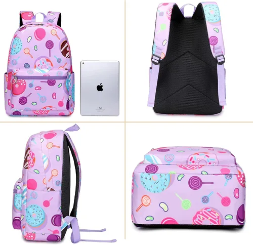 Vista 3 de Meisohua Mochilas escolares para niñas, mochila de unicornio con bolsa de almuerzo y estuche para lápices, juego de bolsas escolares 3 en 1