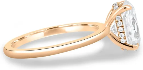 Vista 2 de Anillos de compromiso de moissanita de oro macizo de plata 925 de 10 quilates y 14 quilates y 18 quilates para mujer Juego de anillos de boda