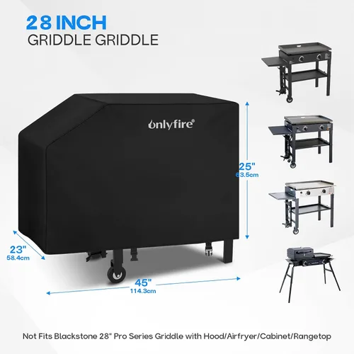 Vista 2 de Onlyfire Cubierta de plancha para parrilla Blackstone de 28 pulgadas, 600D resistente a los desgarros, cubierta de parrilla para parrilla Blackstone