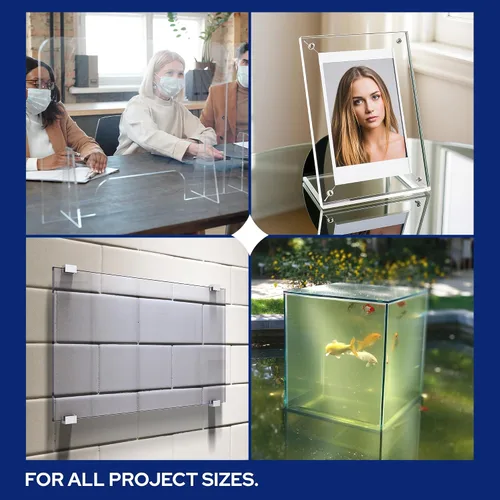Vista 4 de Láminas de plexiglás acrílico transparente de 1/4" de grosor, cortadas a medida - Paneles transparentes nominales de 4" x 6" para corte por láser