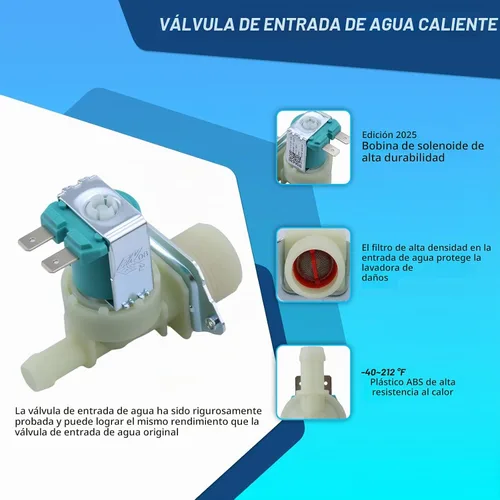 Vista 5 de Válvula de entrada de agua de lavadora para Samsung WF42H5000AW/A2