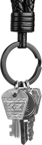 Vista 8 de SERASAR Llavero de cuero fuerte con llavero de acero inoxidable - Anillos adicionales para llaves pequeñas - Con caja de regalo