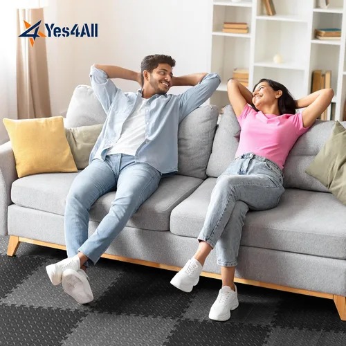 Vista 2 de Yes4All 24SQFT-120SQFT - Tapete de ejercicio de rompecabezas para gimnasio en casa, baldosas de espuma EVA entrelazadas con borde