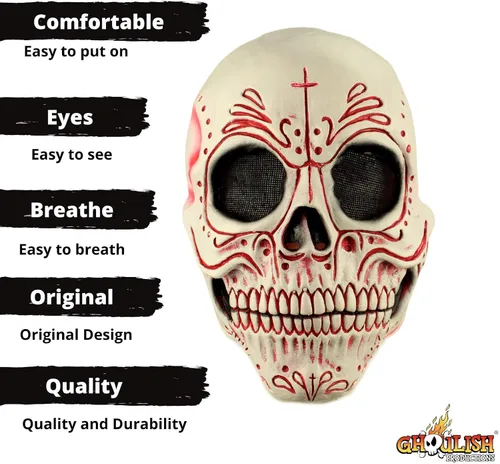 Vista 3 de Ghoulish Productions Máscara de látex mexicana Catrina para fiesta de Halloween para adultos