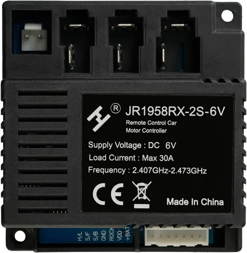 Vista 3 de Control remoto Bluetooth 2.4G y caja de control receptor JR1958RX-2S-6V para niños, kit de placa base remota, kit de placa base eléctrica