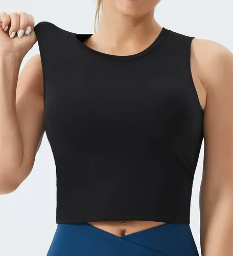 Vista 2 de THE GYM PEOPLE Sujetador deportivo de soporte medio para mujer, extraíble, acolchado, sin mangas, para entrenamiento