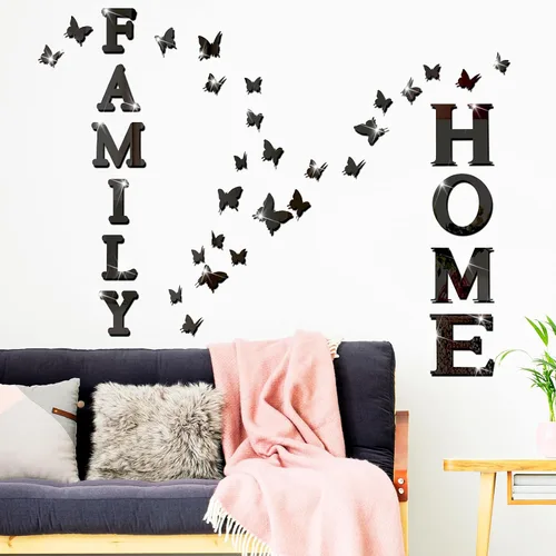 Vista 5 de Outus 30 piezas de espejo familiar para decoración de pared, calcomanías