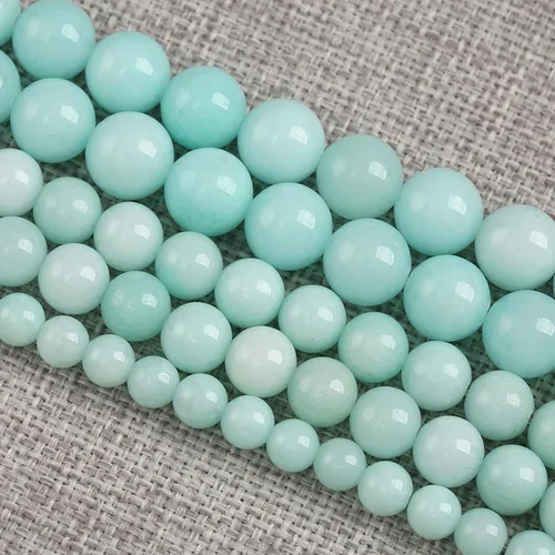 Vista 104 de 4MM 86 piezas Cuentas sueltas de piedra natural de amazonita calcedonia para hacer joyería DIY Pulsera Collar 1 hebra