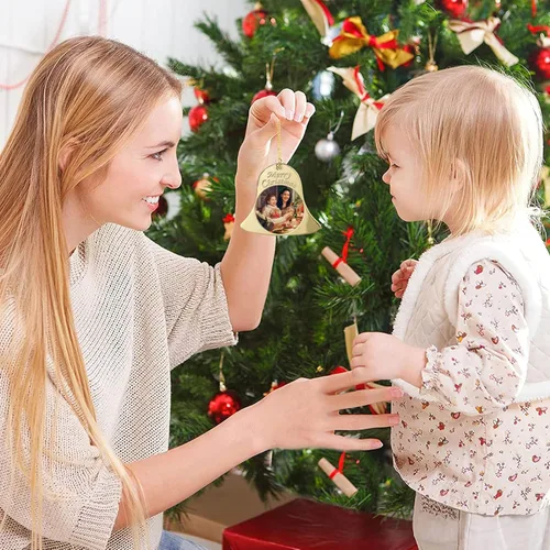 Vista 6 de Adornos personalizados de Navidad con foto/nombre, adornos personalizados de Navidad 2024, impresión de doble cara para árbol de Navidad, hogar