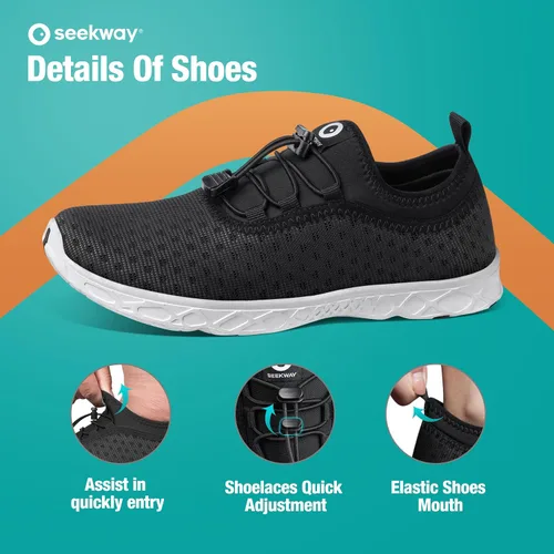Vista 4 de SEEKWAY Zapatos de agua para hombre y mujer, de secado rápido, descalzo, para playa, caminar, kayak, barco, deportes acuáticos SP006