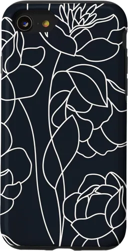 Vista 18 de iPhone 16 linda peonía rosa flor estética dibujo abstracto línea arte caso