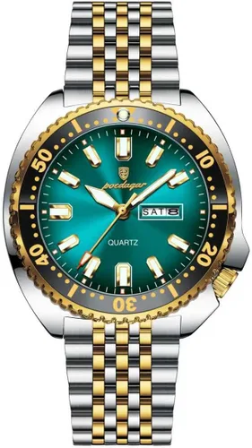 Vista 10 de Hombres de negocios reloj fecha semana impermeable luminoso hombre de lujo reloj de pulsera deportes acero inoxidable hombres moda cuarzo relojes