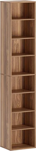Vista 10 de IRONCK Estantería alta y estrecha de 8 niveles, estantería de esquina compacta, fácil de combinar para sala de estar, oficina, estudio, dormitorio