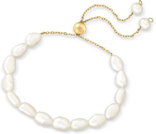 Vista 3 de Ross-Simons Pulsera Bolo de perlas barrocas cultivadas de 0.217-0.236 in en oro amarillo de 14 quilates, perla, Sin gemas.