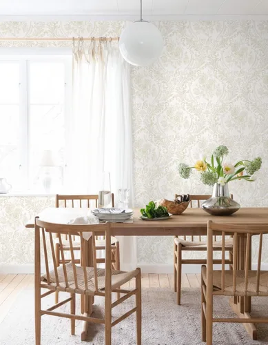 Vista 6 de Ismoon Papel Tapiz Floral Despegable y Adhesivo Papel de Contacto Vintage Beige Boho Acuarela Damasco Papel de Pared Texturizado Removible