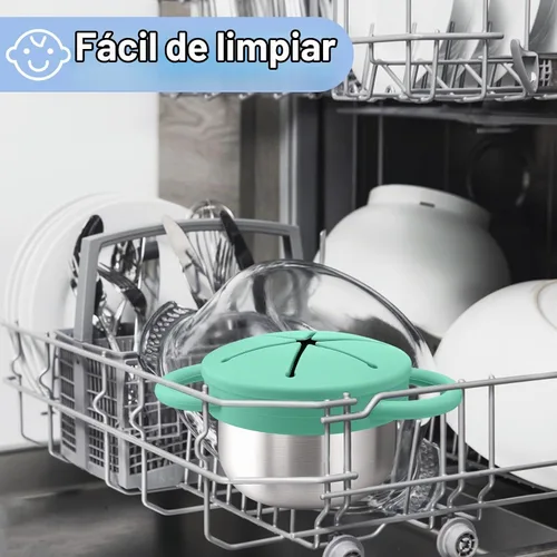 Vista 7 de BUSOHA Paquete de 2 Tazas de Aperitivos de Acero Inoxidable para Niños Pequeños - 9 OZ Recipientes de Aperitivos para Bebés a Prueba de Derrames