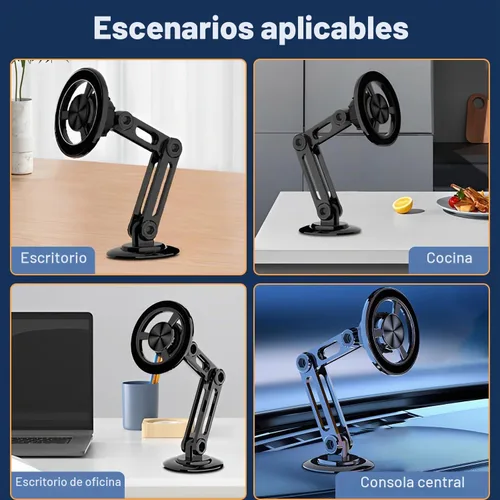 Vista 7 de Soporte magnético universal de 360° PRO para teléfono celular, soporte magnético plegable de aleación para teléfono celular para automóvil