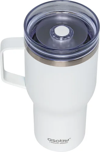 Vista 2 de asobu Taza de viaje 360 – Taza de acero inoxidable aislada al vacío de 28 onzas con tapa y asa a prueba de derrames de 360° – Mantiene las bebidas