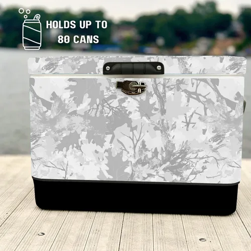 Vista 5 de FSE Enfriador de Metal de Lados Duros de 54 Cuartos / 80 Latas, Camuflaje Gris y Negro de Dos Tonos, Enfriador de Bebidas Duradero para Exteriores