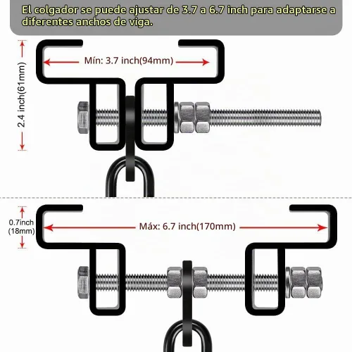 Vista 5 de Dolibest Colgador de vigas de acero resistente, soporte para bolsa pesada, colgador de bolsa pesada I Beam para percha de saco de boxeo