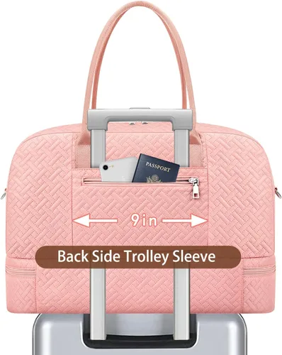 Vista 58 de IBFUN Bolsas de fin de semana para mujer, bolsa grande de lona para viaje, bolsa de viaje con compartimento para zapatos, 21 pulgadas, juego de 3