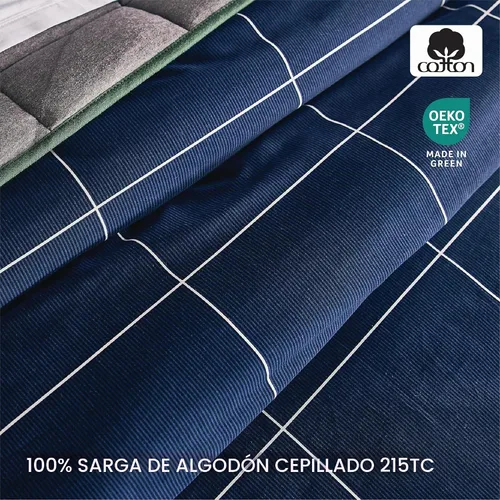 Vista 4 de Lacoste Tennis Checks - Juego de edredón de sarga de algodón cepillado Azul marino/Tenis