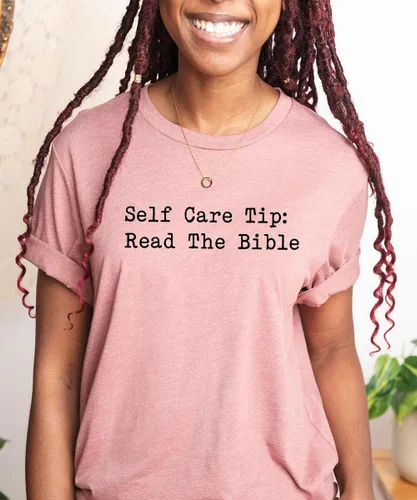 Vista 2 de Self Care Tip Pray Shirt, Christian Wellness Tee, Religious Health Top, Faith-Based Self Love Apparel