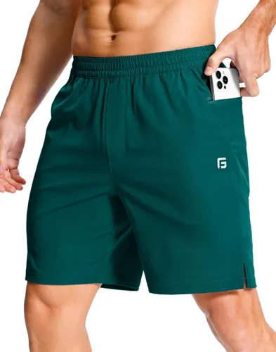 Vista 77 de GGJ Pantalones cortos deportivos ligeros para hombre con 2 bolsillos con cremallera de 7/5/9 pulgadas, pantalones cortos de tenis de secado rápido