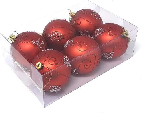 Vista 4 de Allgala - Paquete de 6 bolas para decorar el árbol de Navidad, 3" con lujosa decoración con brillantina (negro)