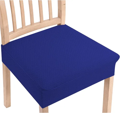 Vista 29 de Smiry Juego de 2 fundas de asiento elásticas de jacquard para sillas de comedor, extraíbles y lavables, sin fundas traseras, color azul aireado