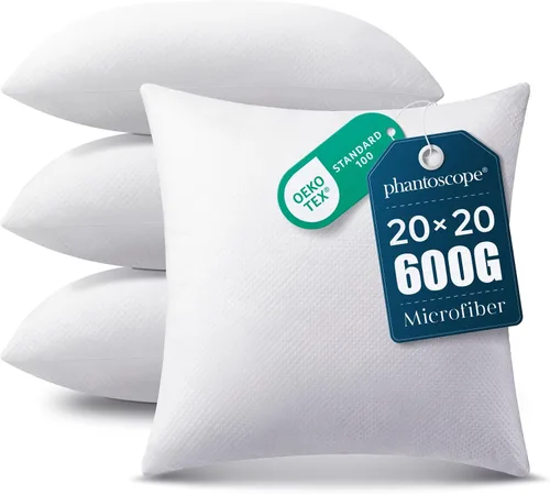 Vista 12 de Phantoscope - Insertos de almohada, 100% poliéster hipoalergénico de fibra virgen, almohadas cuadradas para sofá, sillón, cama, 12x20 pulgadas