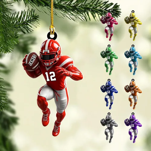 Vista 30 de Adornos de fútbol personalizados, hombreras y casco, adorno de Navidad, regalo de jugador estadounidense, regalo para niños y niñas, decoración