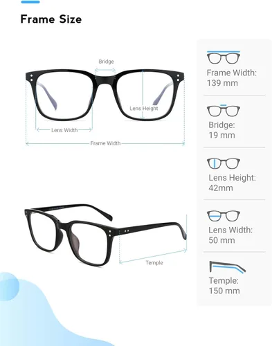 Vista 7 de Mimoeye 1 paquete de lentes clásicos de gran tamaño con borde completo y bloqueo de luz azul antifatiga ocular para mujeres, hombres y niños (negro)