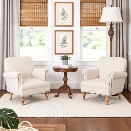 Vista 7 de DM Furnitue - Silla de acento moderna, sillas de brazo cómodas, silla de salón tapizada cómoda, sofá individual/sofá para dormitorio/sala de estar