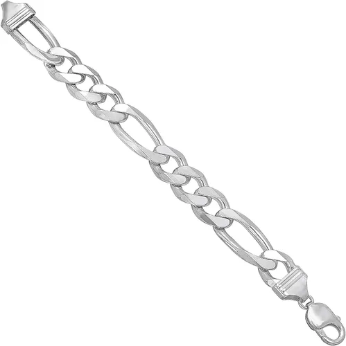 Vista 4 de 2mm-18mm Solid .925 Sterling Silver Flat Figaro Chain Bracelet