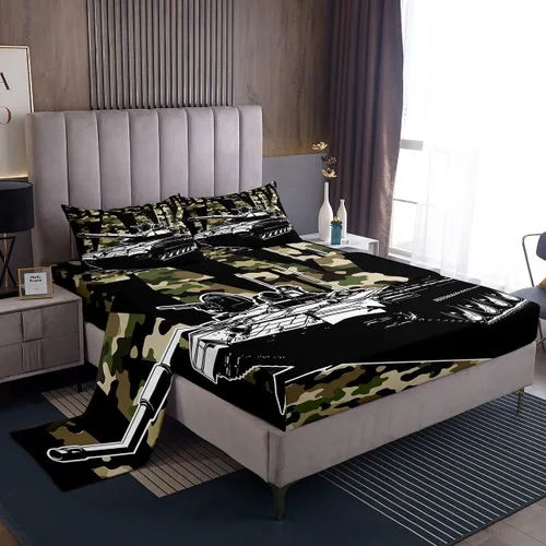 Vista 21 de Erosebridal Juego de sábanas de automóvil de dibujos animados para niños, juego de ropa de cama de camiones, tamaño individual, sábana bajera