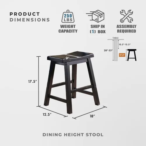 Vista 2 de Lexicon Finnian Saddle - Juego de 2 taburetes de madera maciza, taburetes de cocina para comedor, asientos de silla de mostrador sin brazos, Arena